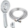 Ferrestock Fontastock FSKFAB011 set doccia con soffione a 5 posizioni, supporto e tubo flessibile in acciaio inox da 1,7 m a 2 m. con filettatura 1/2, e dadi di bloccaggio conici e esagonali