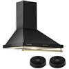 Klarstein Cappa da Cucina, Cappa Aspirante, Cappa a Parete, Set di Ricircolo, 3 Livelli di Potenza, 610m³/h, 60 cm, Filtro Antigrasso, 2 Filtri a Carbone, Nero