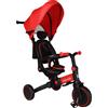 Aziamor Evolution Triciclo 4 in 1 con Manico Direzionale per Bambini Rosso