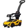 Aziamor Primi Passi 3 in 1 Macchina Cavalcabile Lamborghini con Maniglione Direzionabile Giallo