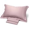 Corredo Italiano Satin® - completo lenzuola matrimoniale tinta unita in raso di puro cotone con O.G (Cipria)