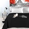 Byour3 - Copriletto in Cotone Misto ORGANICO Matrimoniale Letto Singolo Piazza e Mezza Coperta Pesante Lavabile Teli Arredo Multiuso Copritutto GrandFoulard Copridivano (Nero Intenso, Singolo)