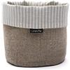 LinenMe Cestini Portaoggetti in Lino 53% e Cotone 47% - Scatola Porta Oggetti - Cesto Portaoggetti Tessuto - Beige e Naturale a Strisce Jazz, Realizzato in Lituania - LARGE (25 x 20 cm)