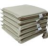 HABITA 33 HOME Cuscini Sedie Cucina Set da 6 Cuscini per Sedie Quadrati, Coprisedia Cucina con Laccetti, Copri Sedia da Cucina Sfoderabili e Lavabili, Rivestimento Tessuto Loneta (6 Sorrento Beige)