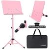 CAHAYA Leggio Musicale Pieghevole per Spartiti & Supporto per Tavolo 2IN1 Leggio Spartiti Musicali da Orchestra Portatile con Altezza Regolabile da 80-145cm Colore Rosa Modello CY0194-1