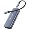 VANGREE Hub USB C a 4 porte con cavo staccabile, 2 porte USB-C 3.2 10 Gbps, modalità alternativa USBC DP 4K@60 Hz, PD100W, adattatore multiporta splitter USB C per MacBook Pro, iPhone 16, monitor USBC