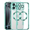 Phoona Cover Placcatura per iPhone 16 Pro 6,3 Pollici, Obiettivo per Fotocamera Protezione Completa e 2 × vetro temperato, Compatibile con MagSafe Ricarica Wireless, Protezione Militare, Verde