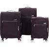 Condotti Casimir - Set di valigie, 3 pezzi, guscio morbido, leggero, resistente, bagaglio da viaggio, ruote girevoli, manico regolabile, serratura TSA, 55,9 cm, 71,1 cm, 81,3 cm, nero, Nero, S/M/L