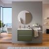 DEGHI Mobile bagno sospeso 70 cm verde cemento con lavabo e specchio - Dedalo