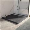 DEGHI Piatto doccia 80x80 cm in acrilico effetto pietra antracite con canalina in acciaio - Denb