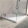 DEGHI Piatto doccia 80x80 cm in acrilico effetto pietra bianco con canalina in acciaio - Denb