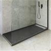 DEGHI Piatto doccia 170x70 cm in acrilico effetto pietra antracite con canalina in acciaio - Denb