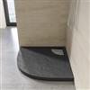 DEGHI Piatto doccia semicircolare 80x80 cm in acrilico effetto pietra antracite con canalina in acciaio - Denb