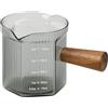 Chstarina Doppio Beccuccio Bicchiere per Caffè,120ml Misurino in Vetro Caffè, Tazze da Caffè con Manico in Legno, Accessori per Caffè