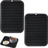 Huamirra Tappetino Scolapiatti in Silicone, tappetino in Silicone Resistente al Calore Fino a 230 °C, 30 × 23 cm, Tappetino in Silicone Nero, Grande Sottopentola in Silicone, per Cucina, 2 Pezzi