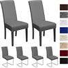 BalladHome Coprisedie Con Schienale 6 Pezzi Elasticizzato Copertura Della Sedia Bi-Elastico Per Una Misura Universale, Coppia Spandex, Molto Facile da Pulire E Di Lunga Durata (Confezione da 6, Grigio Piombo)-O