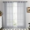 Deconovo Tende Trasparenti per Interni Moderne con Anelli - Set di 2 Pannelli in Voile Morbido per Camera da Letto e Soggiorno，140x183 cm，Grigio Scuro