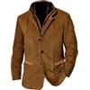 Generico Giacca da Uomo in Camoscio Bomber Giubbotto Vintage con Zip Intera Casual Stile Vintage Classico Giacca Safari da Uomo con Bottoni collo alto Giubbotto da Lavoro