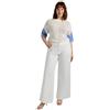 FIORELLA RUBINO: Maglia Traforata con Maniche a Righe Curvy Size Bianco Stagione Primavera Estate 2025.