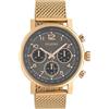 Oozoo Orologio da uomo Chrono Look con cinturino in maglia milanese, 45 mm, oro rosa/nero., groß, Bracciale