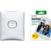 instax Fujifilm Instax SQUARE Link Ash White - Stampante per Smartphone a Sviluppo Istantaneo & instax SQUARE instant Film 50 shot pack, bordo bianco, adatto a tutte le fotocamere e stampanti