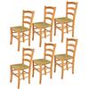 t m c s Tommychairs - Set 6 sedie modello Venice per cucina bar e sala da pranzo, robusta struttura in legno di faggio color miele e seduta in paglia