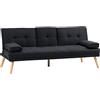 HOMCOM Divano Letto 3 Posti con 2 Braccioli Rimovibili e Portabicchiere, Divano 3 Posti Reclinabile in Tessuto con Gambe in Legno, per Soggiorno e Salotto, 181x77x78cm, Grigio Antracite