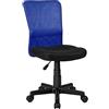 BAKAJI Sedia Scrivania Ufficio Cameretta Girevole in Tessuto Rete Altezza Regolabile con Ruote (Nero Blu)