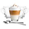 Glasmark Krosno 1992 set di 6 tazze da caffè latte vetro trasparente 360 ml con manico bicchieri da tè latte macchiato cappuccino con 6 cucchiaini