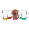 Glasmark KROSNO 1992 Glasmark Set di bicchieri, bicchieri in vetro con manico, orecchie colorate, bicchiere, tazza in vetro con corna, lavabile in lavastoviglie, set da 6, 250 ml