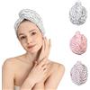 Good Nite Set da 3 Turbante Asciugacapelli in Microfibra con Bottone Asciugamano per Capelli Rapido e Morbido Ideale per Capelli Ricci Lisci