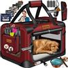 Lovpet® Trasportino per Cani - Box per Cani Pieghevole incl. Borsa per Il Trasporto e Ciotola - Cani e Gatti - casetta per Il Trasporto di Animali Domestici, Bordeaux/Rot, M