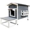 Wiltec Cuccia in legno rialzata gatto 58 x 73,6 x 104,9 cm casa casetta per gatti