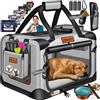 LOVPET® Trasportino per Cani Pieghevole - Box incl. Borsa per Il Trasporto e Ciotola - Per Cani e Gatti - Casetta per Il Trasporto di Animali Domestici, Grigio Chiaro, S