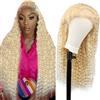 Lakaisa Glueless Wig Wear and Go Kinky Curly Human Hair Wig HD Lace Front Wig Parrucche Donna Capelli Veri Grade 8 A Brazilian Hair #613 Blond Color Hair Bleached Knots No Smell 18 Pollice