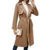 OBEEII Trench da donna cappotto lungo moda autunno inverno finta pelle giacca cardigan giacca a vento cappotto trench con tasche, cachi, XXL
