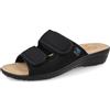 Fly Flot Borutta, Ciabatte Donna in Rete Elastica, con Doppio Strappo Regolabile, Sottopiede Imbottito in Pelle, Nero, 40, Sandali EU