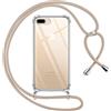 Pnakqil Cover per iPhone 8 Plus/iPhone 7 Plus con Cordino, Trasparente Custodia con Laccio Tracolla Cellulare Girocollo Collana Protettiva per iPhone 8 Plus 5.5 Pollic, Khaki