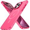 DUEDUE Cover Magnetica per iPhone 15 Pro Max 6.7[Compatibile con MagSafe], Custodia Opaca per iPhone 15 Pro Max Case con Pulsante metallico Ultra-Sottile TPU Silicone Anti-Scivolo, Rosa Rossa