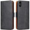 Bozon ROJIOJIO Cover per iPhone X/XS, Premium Pelle PU Portafoglio Flip Libro Libretto Custodia con [Chiusura Magnetica] [Supporto] [Porta Carte] per Apple iPhone X/XS, Nero