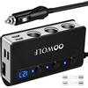 OOWOLF Sdoppiatore Presa Accendisigari per Auto 180W, 12V/24V Ricarica Rapida 3.0 USB Auto USB Splitter Accendisigari, Caricabatteria 4 Porte & 3 Prese, per GPS, Dash Cam, Cellulare