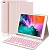 WINCHKING Tastiera per iPad 9 Generazione, Custodia con Tastiera per iPad 9 10.2, Cover Bluetooth Magnetica Retroilluminata Keyboard per ipad 9/8/7 Generazione 10.2 / Air 3, Rosa chiaro