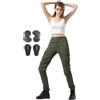 HULG Pantaloni Moto Donna,jeans Da Moto Slim Fit Da Donna Con Protezioni Per Ginocchia E Fianchi, Pantaloni Da Moto Skinny Elastici (Green,M)