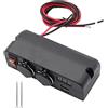 Tiardey Caricabatterie con doppia presa USB e doppia presa di corrente 12V Adattatore splitter per accendisigari con interruttori a LED on/off per auto,camper,camion,barca