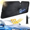 Wilkpow Parasole Auto 140*79cm Ombrello Pieghevole Antivento, Anti-UV e Blocco Calore, Girevole a 360°, Portatile per Maggior Parte dei Veicoli