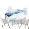 Highdi Tovaglia Rotonda Antimacchia, Tavolo Circolare Copertura Antipolvere Impermeabile Moderna Tovaglia Tonda per Buffet, Matrimonio, Ristorante, Festa (Bianco Blu,Diametro 150cm)