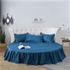 FANSU Lenzuola con Angoli Singolo Matrimoniale, Rotondo Lenzuolo sotto in Cotone Coprimaterasso Lenzuola Elasticizzati Lenzuolo profondità 25cm per Hotel a Tema (220cm,Grigio Blu)