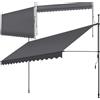 tectake® Tenda da Sole a Morsetto con Manovella, Altezza e Inclinazione Regolabile, Telo Impermeabile e Resistente ai Raggi UV, Ideale per Balcone e Terrazzo, 400x180cm - Nero/Grigio