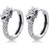 OHAYOO Orecchini a cerchio in argento Sterling 925, drago gotico, orecchini da uomo, amuleto drago, idea regalo per uomo e donna