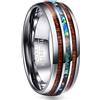 NUNCAD Anello Uomo/Donna con Shell + Legno/Opale Tungsteno Unisex per Souvenire/Anniversario/Regalo 8mm Argento + Blu + Marrone Formato (10-36)